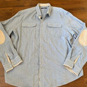 7 Diamonds Men's Size XXXL Button Shirt Long Sleeve Blue Business Casual Luxury